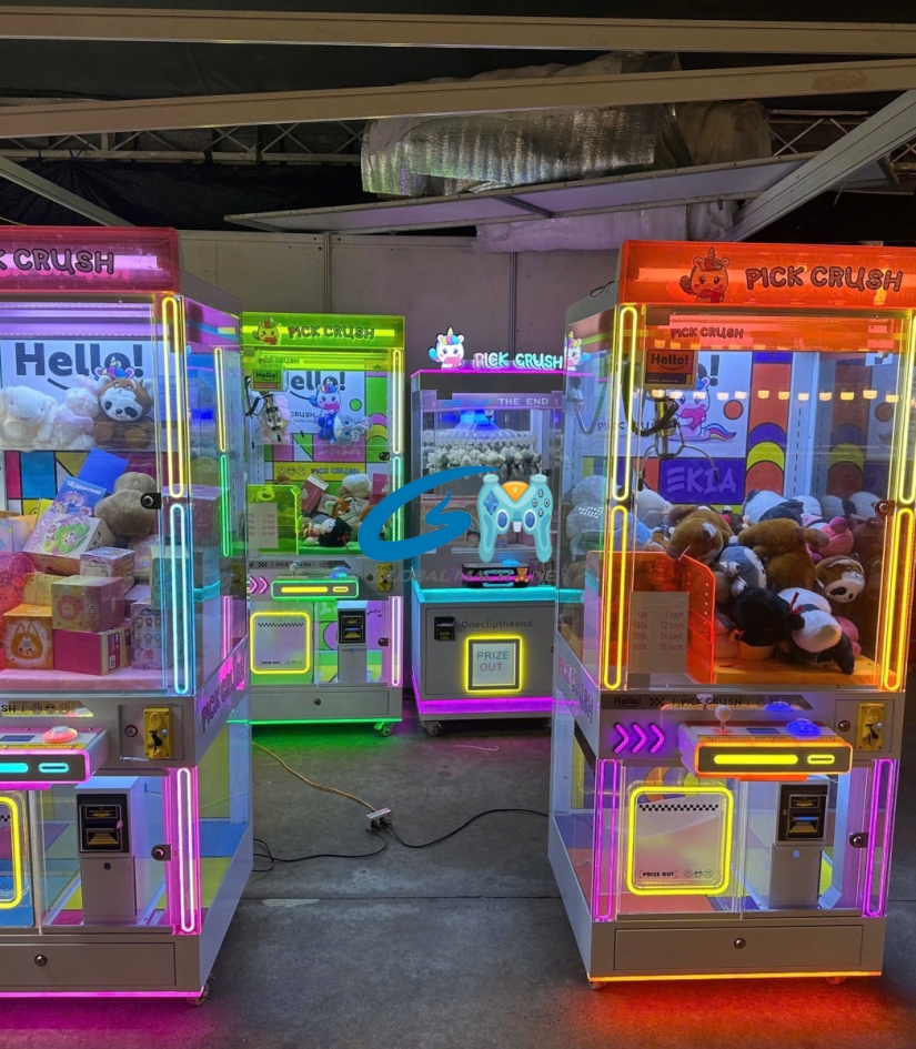 Máy Gắp Thú Bông PICK CRUSH - Phiên Bản Hello! Đèn LED RGB